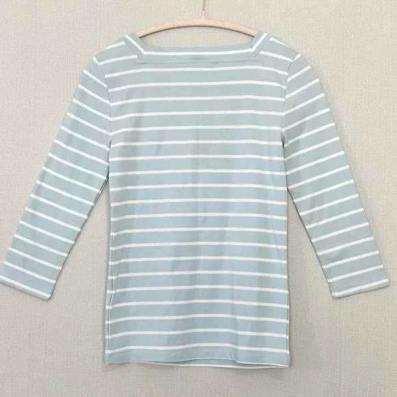 Lauren Ralph Lauren Striped Top Blue White 3/4 Sleeve Size PM Preppy New - Picture 3 of 9